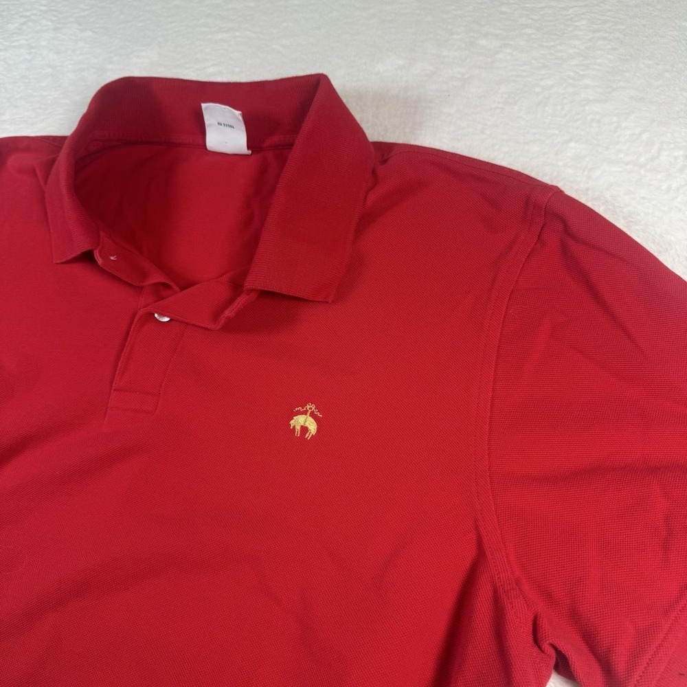 Brooks Brothers 1818 Polo Shirt Mens 2XL Red Solid Slim Fit Cotton Logo Casual